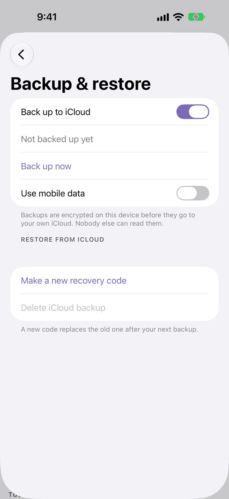 Encrypted backup to your own iCloud